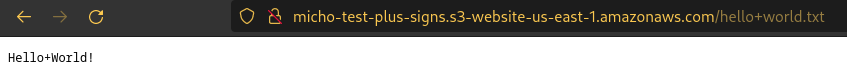 s3 website url with plus for plus